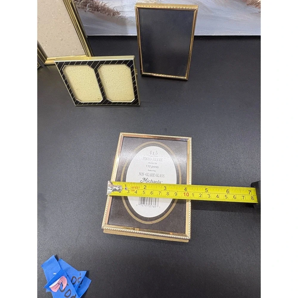 Vintage Gold Picture Frame Lot Michaels 4x5 Double Hinge Tabletop Decor Set 5
